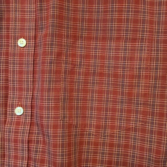Dockers Mens XL Red Plaid Long Sleeve Button-Down Shirt Stain Defender - Picture 6 of 11